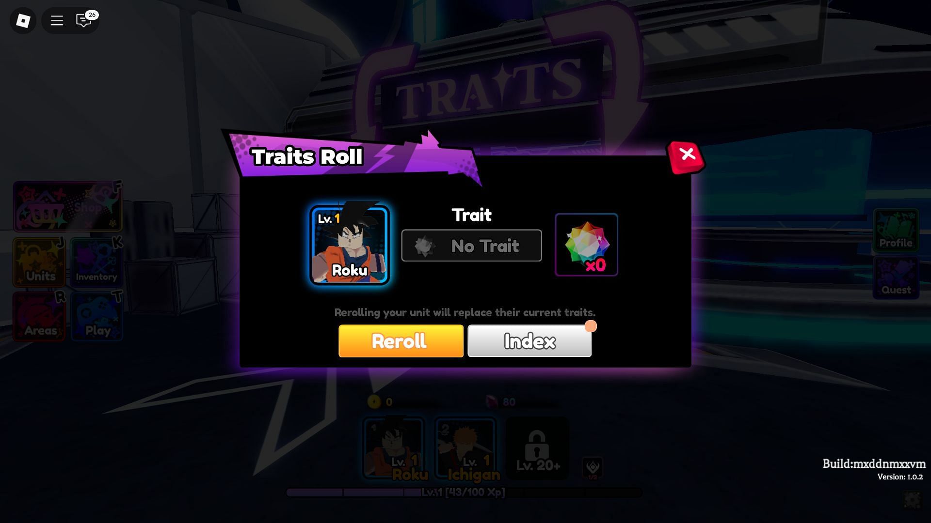 Traits give your unit various stat buffs (Image via Roblox)
